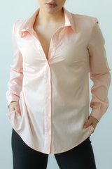 Блуза длинный рукав (38-52), розовая пудра