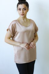 Блуза короткий рукав, спущенное плечо, шелк Армани Париж (34-50), латте