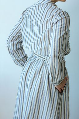 Сорочка укорочена з накладними кишенями, смужка молочно-блакитна