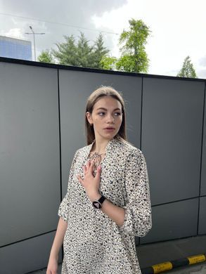 Платье штапельное двухъярусное длинное (36-44), вьющаяся роза на молочном