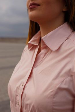 Рубашка с длинным рукавом, двойными кокетками полочки и подрезом под грудью (38-52), пудра